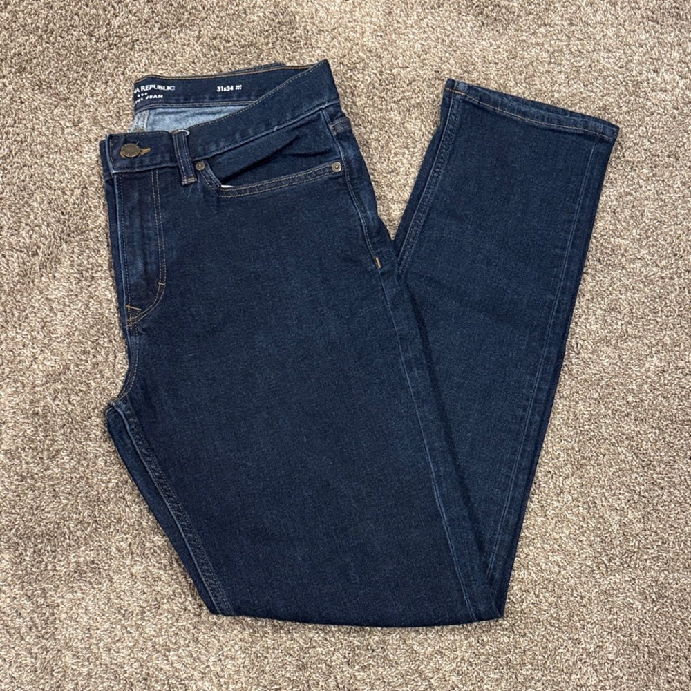 Banana Republic - Travel Jean, Men's Slim Fit - Dark Blue, size 31x34